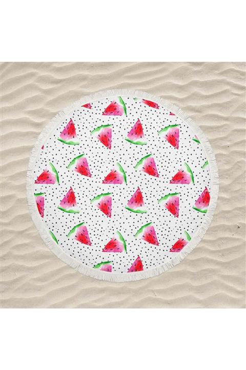 Lolla Dijital Baskılı Karpuz Yuvarlak Deniz ve Plaj Havlusu