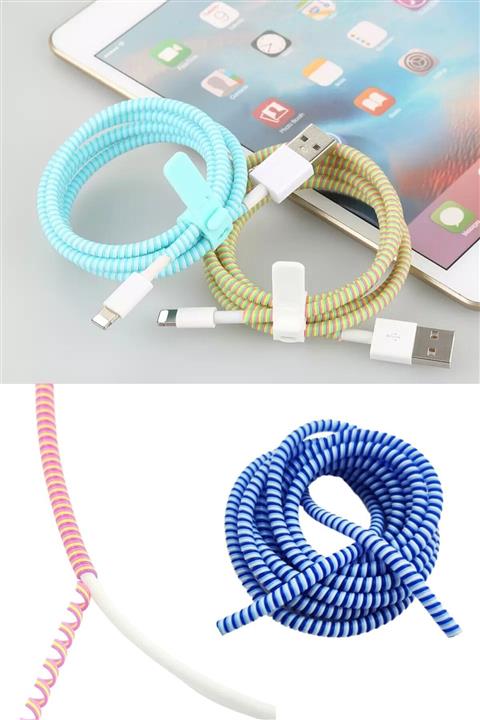 HONDEP Spiral Kablo Kordon Koruyucu Mavi Sarmal Koruma Şarj&Kulaklık Kaplama Kılıf Düzenleyici Aksesuar