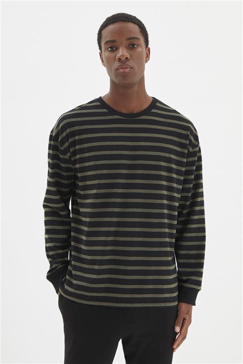 TRENDYOL MAN Çok Renkli Oversize Çizgili Örme Erkek Pijama Üstü TMNAW22TS0218