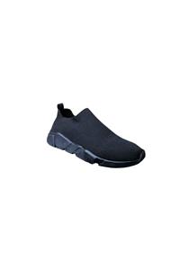 MİRKET Unisex Kısa Çoraplı Kömür Siyah Yüksek Taban Triko Sneakers Spor Ayakkabı