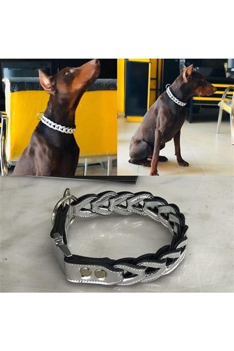 A&C COLLARS Örgülü Deri Kolye Boyun Tasması Ve Gezdirme Kayışı