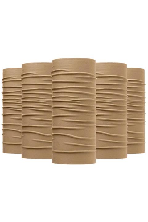 Knmaster Beige Buff Bandana Boyunluk Maske Saç Bandı 5'li Paket