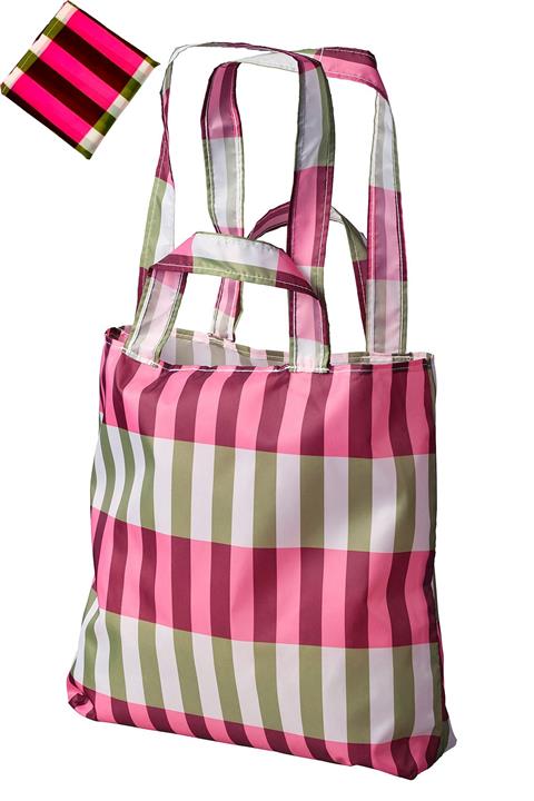 Binbirreyon Alışveriş Çantası Katlanabilir Kılıflı Çanta Çift Sap Tipi 45x36cm Yeşil Pembe Dh016