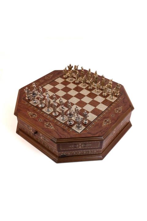 Helena Wood Art Octagon Byk Gül Satranç Seti