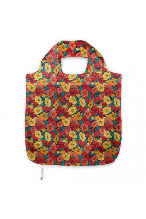 Rengirenk Çiçekli Alışveriş Çantası Bahçesi Temalı Desen