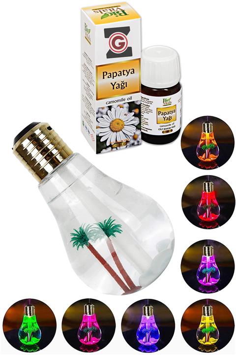 REWEL Papatya Yağı Ile Buhurdanlık Ampul Hava Nemlendirici Buhar Makinesi Aromaterapi 7 Led Işıklı Difüzör