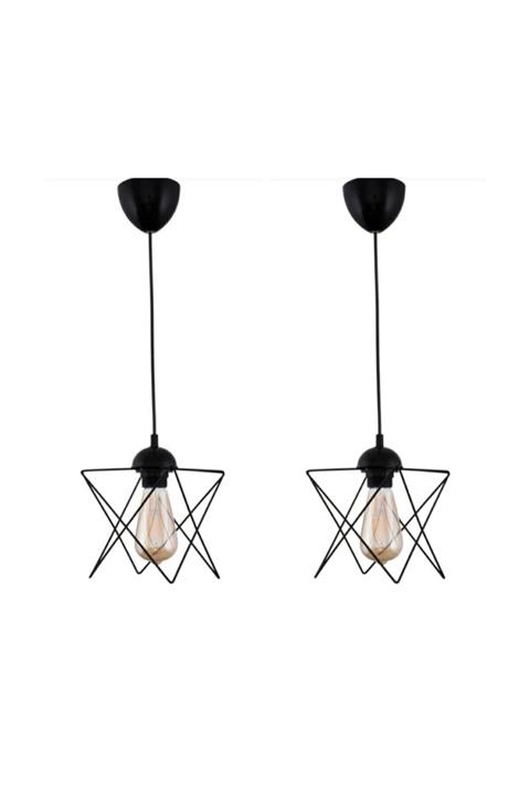 AYDINHOMELİGHT 2 Adet Tekli Siyah Sarkıt Avize