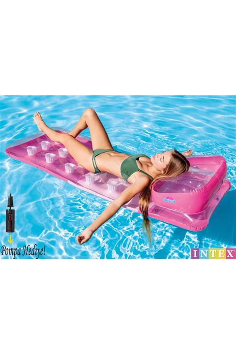 hediyecik Intex Bardaklı Yastıklı Yetişkin Büyük Boy Havuz Ve Deniz Yatağı 188x71 Cm