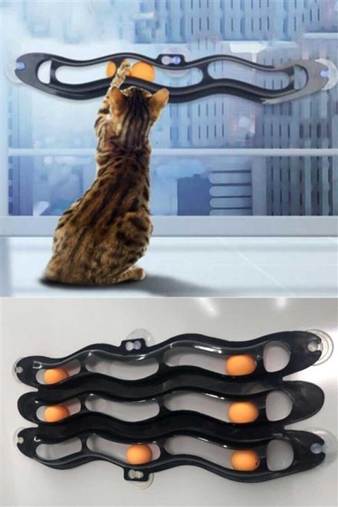 BYSHOME 3 Kanallı Tırmalama Oyuncağı Vantuzlu Kedi Oyun Tüneli 54 Cm
