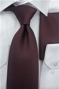 Quesste Accessory Bordo Armür Desenli Kravat Mendil Kutulu Set