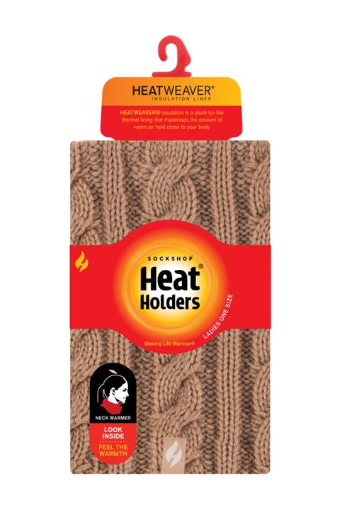 Heat Holders Sütlü Kahve Saç Örgü Kadın Termal Boyunluk Kalın Astarlı