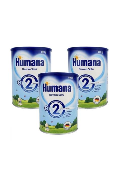 Humana 2 Devam Sütü Metal Kutu 800 gr -3'lü Avantaj Paketi