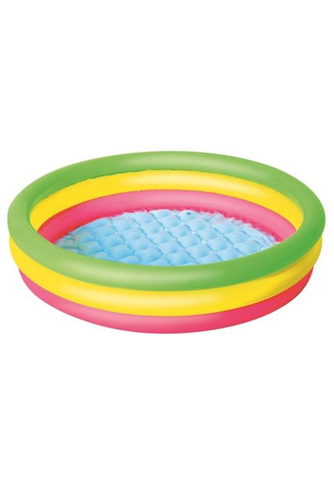 BESTWAY 62008 Pompasıyla 51104 3 Boğum Renkli Şişme Zemin Çocuk Havuzu 102x25cm