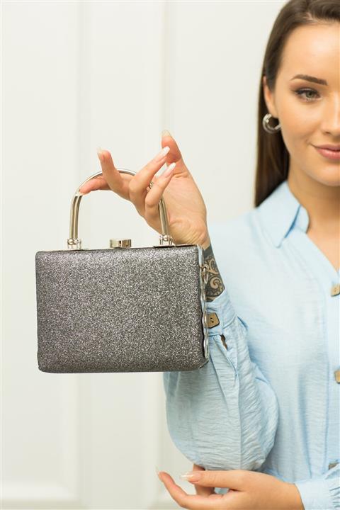 weem bag Tutmalı Platin Simli Abiye Çanta