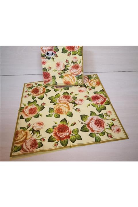 Maki Ithal Desenli Kağıt Peçete, 33x33cm, 3 Kat, 20'li