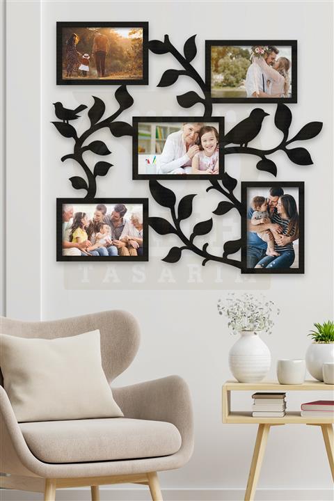 Tralles Tasarım Aile Fotoğraf Çerçevesi - 5'li Fotoğraf Çerçevesi