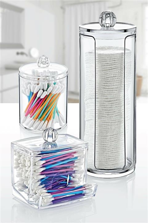 inteklife 3 Parça Organizer Set Pamukluk Çubuklu Pamukluk Makyaj Temizleme
