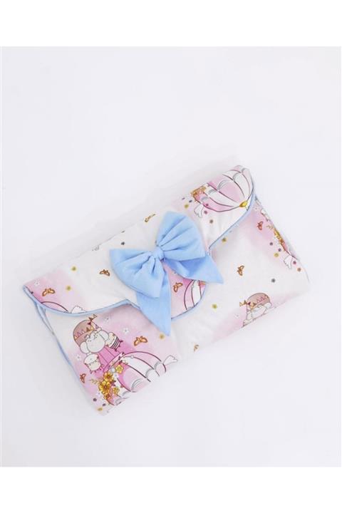 mordesign Çantalı Bebek Alt Açma Pedi/minder, Elyaf Dolgulu, Pamuklu Kumaş, Balon Kelebek Desen, Pembe