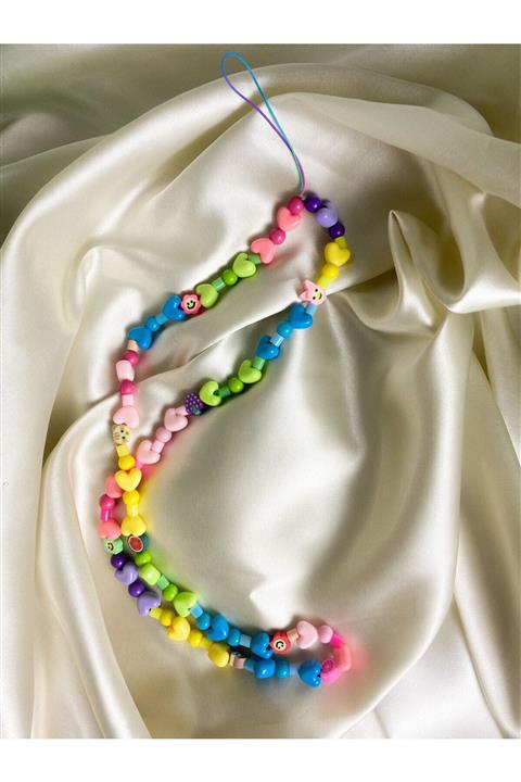 tinythingscom Unisex Emojili Boncuk Telefon Askısı, Telefon Zinciri