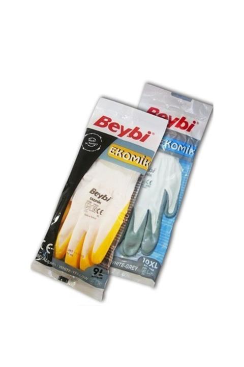 Beybi Nitril Eldiven Sarı-beyaz 9\