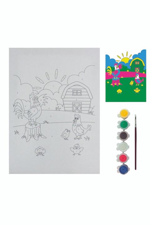 Ümraniye Hobi Sanat Sayılar Ile Tuval Boyama Bts6 Boyama Tuval Sayılı Set 25x35 Horoz Çiftlik
