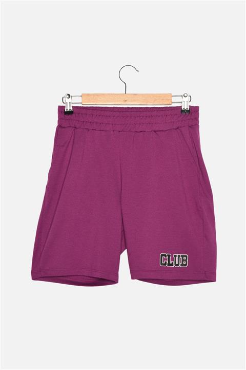 TRENDYOLMİLLA Mor Baskılı Örme Şort & Bermuda TWOSS21SR0275