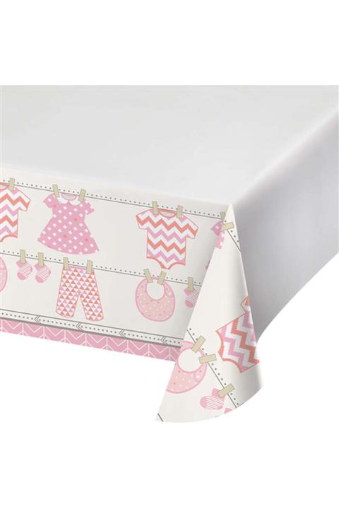 Parti Dünyası Bebek Kıyafetleri 123x223cm Pembe Masa Örtüsü