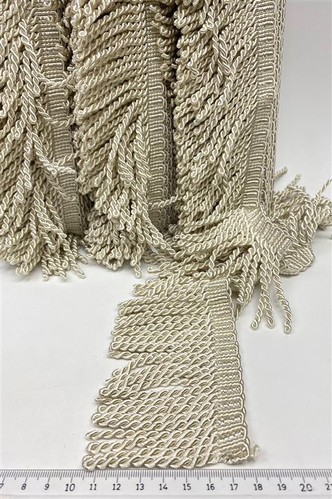 Hayalperest boncuk Krem Bulyon Saçak Püskül