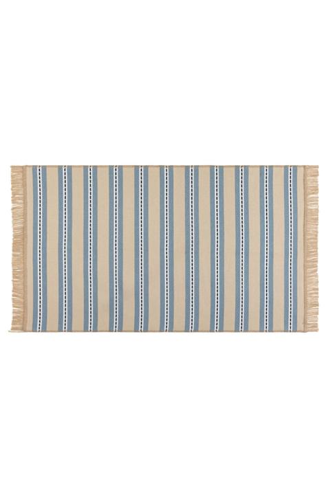 Madame Coco Leonore Saçaklı Dokuma Kilim - Bej / Mavi - 80x150 Cm