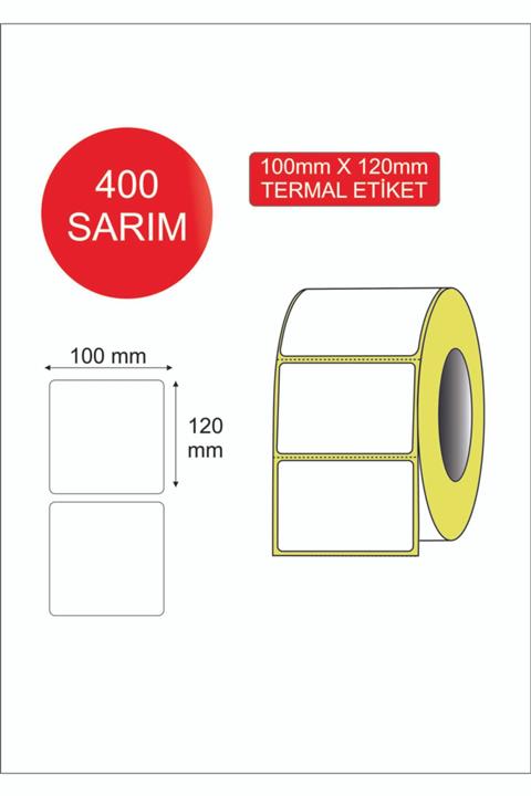etiket dükkani Termal Barkod Etiketi 100x120 / 400 Sarım (8 Rulo 3.200 Adet Etiket)