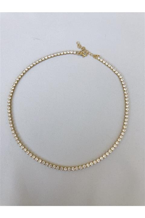 TONESOFFİCİAL Zirkon Taşlı Su Yolu Kolye Choker