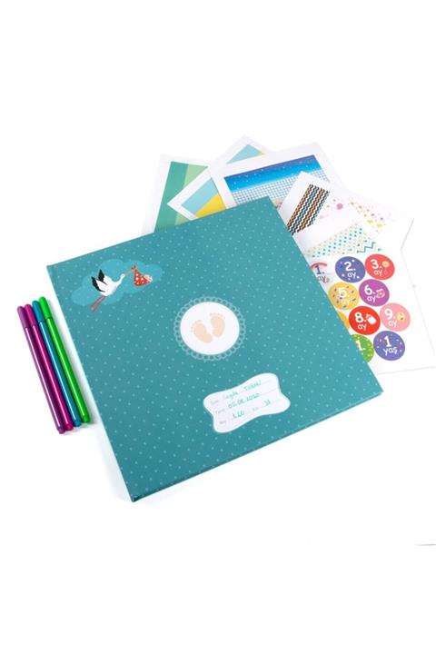FOTOBASKICI Unisex Bebek Anı Defteri Seti Büyük Boy 30x30 cm