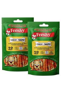 Freshy Chicky Twist - 20 Adet Tavuk Etli Burgu Çubuk - 180g - Taze Et Ile Hazırlanmıştır - 2'li Set