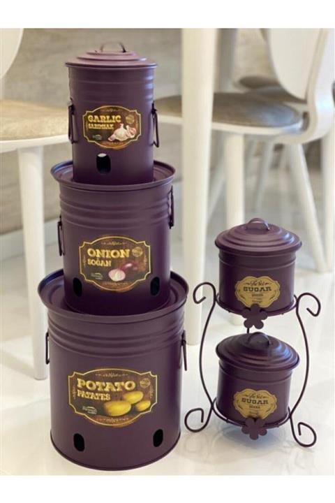 NO NAME Mürdüm Patates Soğanlık Ve Çay Şekerlik Seti