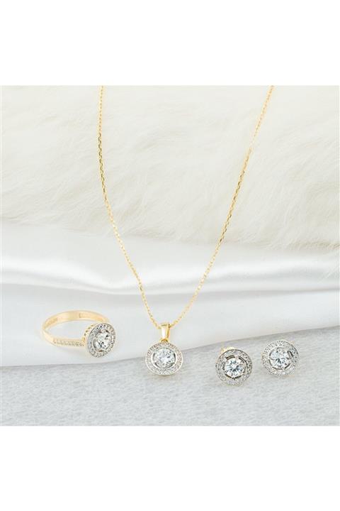 Bilezikci Taşlı 14 Ayar Altın 3'lü Mini Set