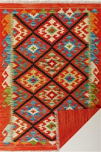 RUGSMODERN Cotton Pamuklu Çok Renkli Otantik Ve Etnik Desenli Kilim Orange 503