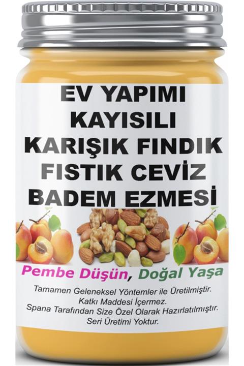 SPANA Ev Yapımı Kayısılı Karışık Fındık Fıstık Ceviz Badem Ezmesi 330gr