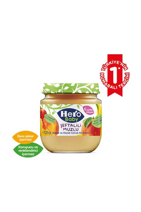 Hero Baby Baby Şeftali Muz Püreli  Kavanoz Mama 125 g
