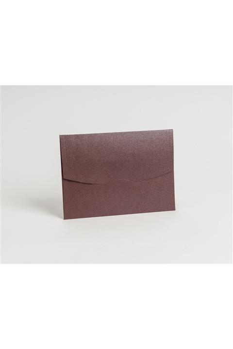 ARTİMED Metalik Bordo Yatay Oval Kapaklı Davetiye Zarfı 13x18 cm 100 Adet