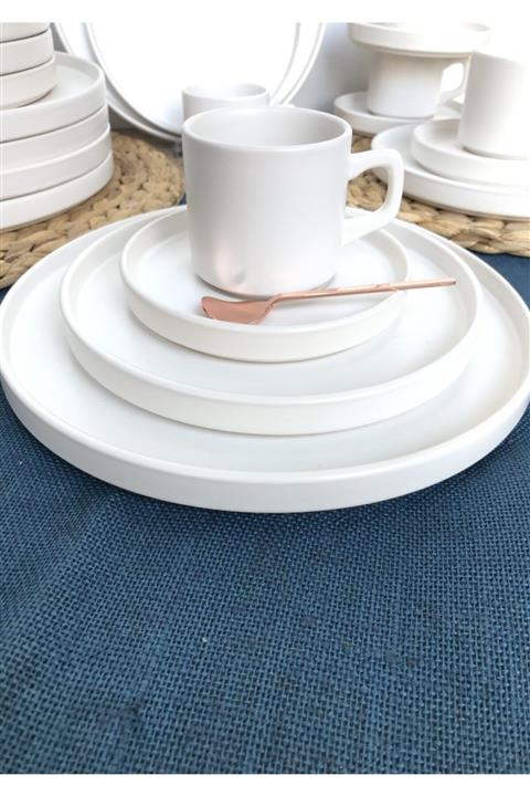 GULHANILE Stackable Mat Beyaz 24 Parça 6 Kişilik Servis Kahvaltı Takımı