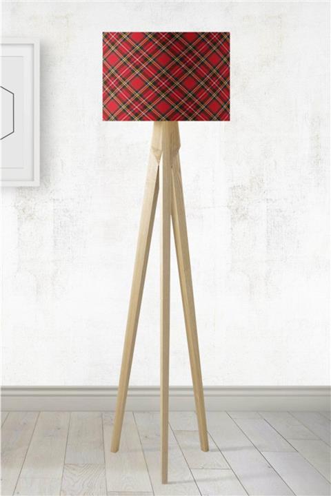 Beshick Kırmızı Ekose Dama Kumaş Lambader