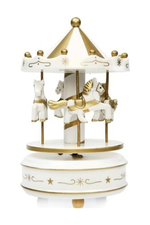 ELBA GoldBeyaz Nostaljik El Yapımı Atlı Karınca Müzik Kutusu