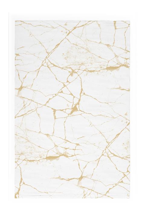 Meryemcee Home Mermer Beyaz Gold Halı Örtüsü