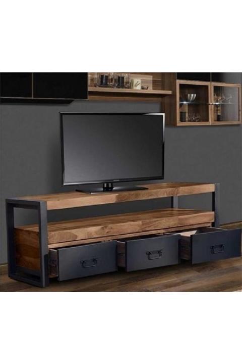 Cemre Doğal Ahşap Antik Ceviz Masif Ahşap Tv Sehpası