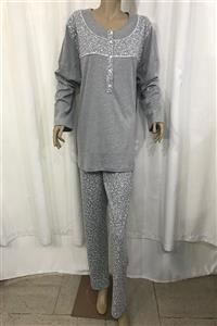 NENA COLLECTION Nena Bayan Ultra Battal Patlı Pijama Takım-14275-gri