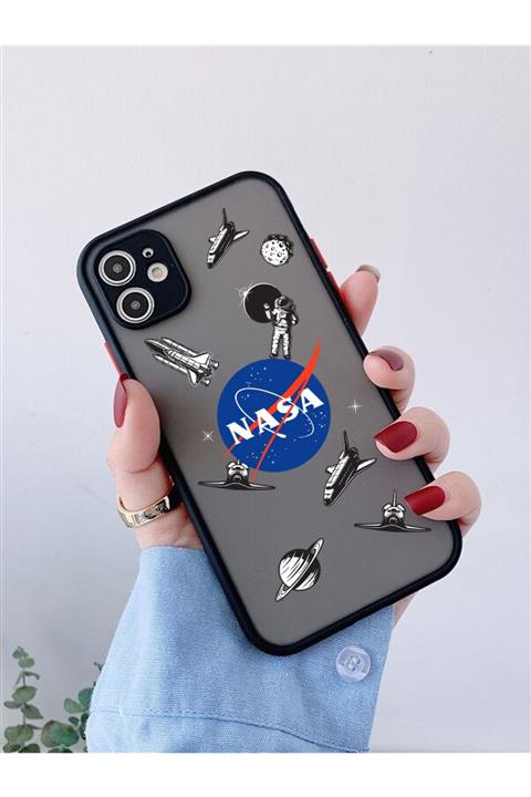 mooodcase Iphone 11 Siyah Kamera Lens Korumalı Nasa Desenli Lüx Telefon Kılıfı Uyumlu