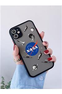 mooodcase Iphone 11 Siyah Kamera Lens Korumalı Nasa Desenli Lüx Telefon Kılıfı Uyumlu