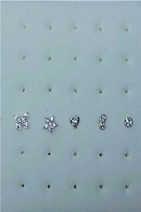 Si&Si Accessories 925 Ayar Gümüş 5 Adet Zirkon Taşlı Hızma Set 5