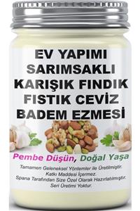 SPANA Sarımsaklı Karışık Fındık Fıstık Ceviz Badem Ezmesi Ev Yapımı Katkısız 330gr