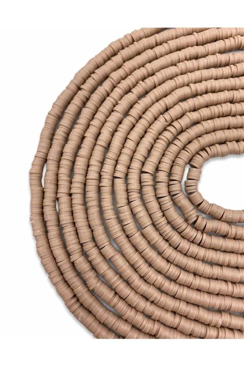 Hedef Bijuteri 6mm Vizon,kahve Renk Polimer Kil Fimo Boncuk Dizisi,40cm Hamur Boncuk Fimo Dizi